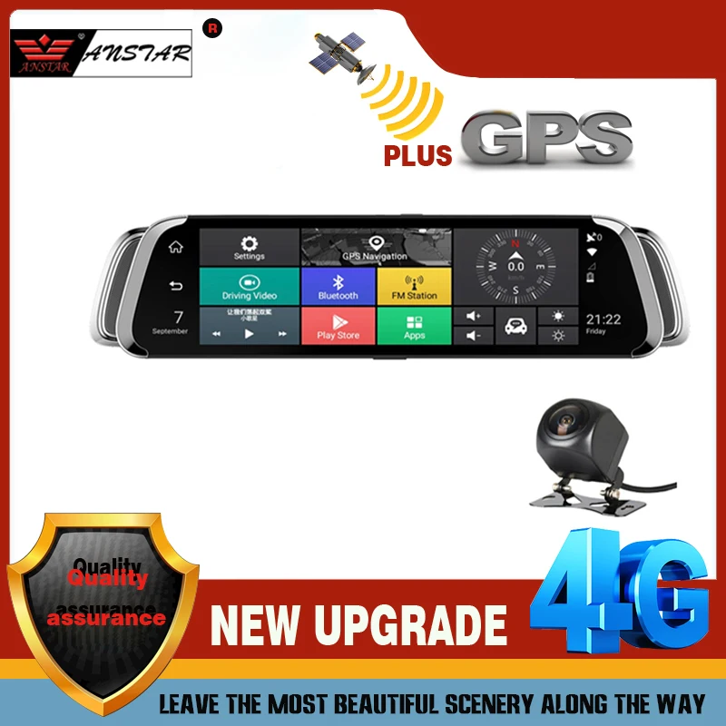 ANSTAR 4G Car Camera 10 inch Rearview Mirror Android 5.1 GPS Car DVR Video Recorder WiFi Bluetooth Dual Lens Registrar Dash Cam