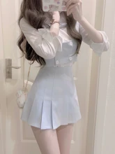  Winter Kawaii 3 Piece Skirt Suit Women Sexy Korean Fashion Elegant Mini Skirt Set Female Casual Y2k Chic Japanse Skirt Set 2022 