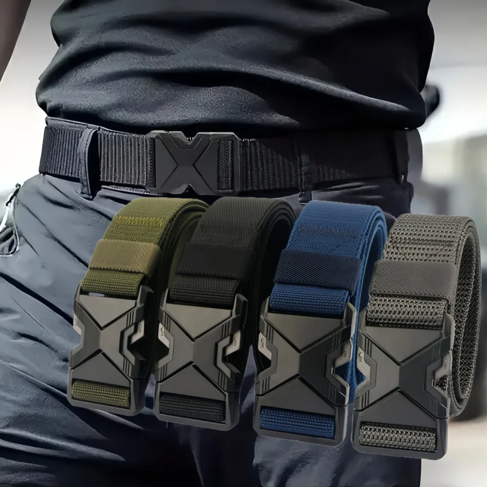 Neuer Gürtel mit automatischer Schnalle, Canvas, taktische Arbeitskleidung, lässiger Outdoor-Militär-Trainingshosengürtel für Herren – Detail 16