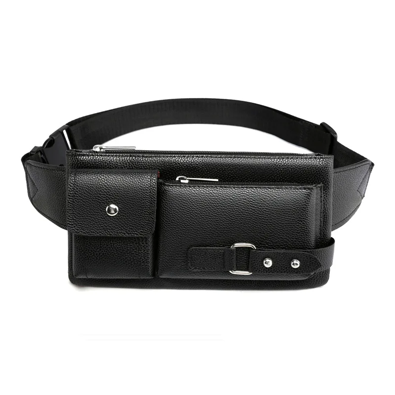 New Men Waist Packs Fanny Bum Bags Phone Multifunction Man PU Leather Travel Belt Bag Chest Bag Fashion Crossbody Shoulder Bag