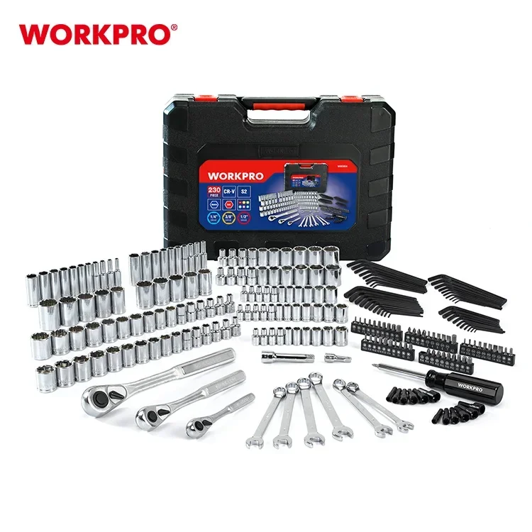 WORKPRO 230 piece Mechanics Tool Kit With Hard Case For Bicycle Car Repairing Tool Set inlet exhaust rocker arm with pin for russian mechanics rm 800 tayga patrul 800 odes 650 800 21040103101 21040103301 21040103401