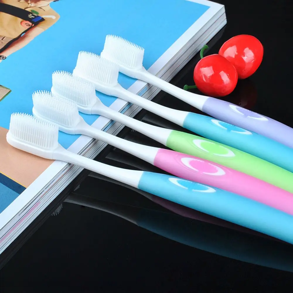 1Pc Soft Bristle Toothbrush Nano White Hair Silicone Handle Brush Teeth Cleaning Hygiene Dental Oral Care Random Color Wholesale