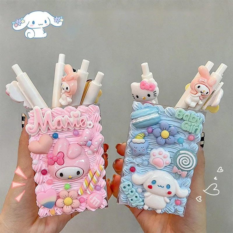 

Новинка Kawaii Sanrio My Melody Cinnamoroll держатель для ручек самодельный ящик для хранения милые детские настольные канцелярские принадлежности ведро для карандашей подарок