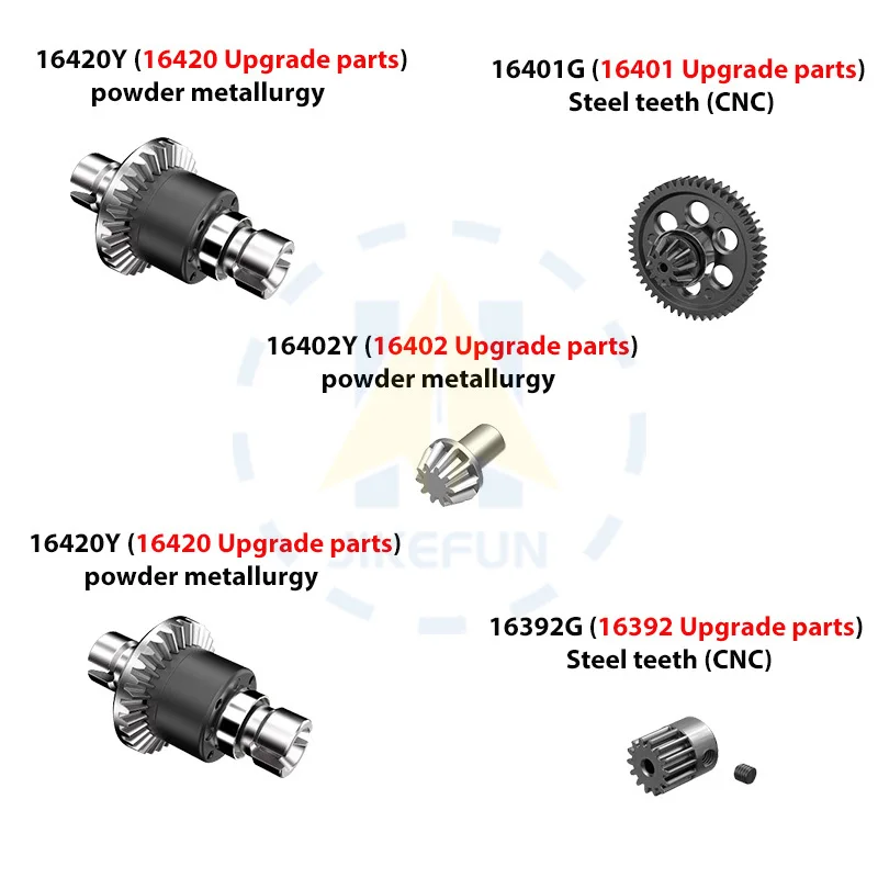 Kit différentiel RC crawler upgrade pour WPL B-1 1/16 monté sur le châssis du véhicule.