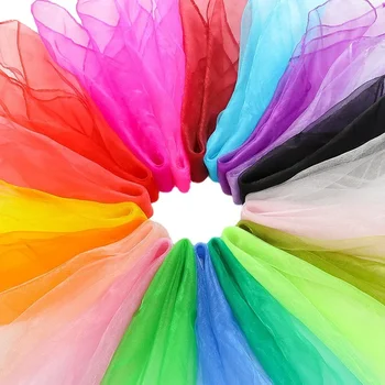 Sciarpa quadrata in chiffon da 12 pezzi 45/60/70 cm Sciarpa regalo color caramello per performance di danza per bambini 1