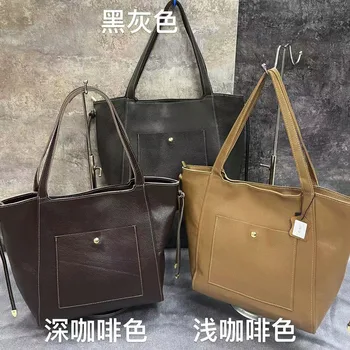 2023 Big Storage Shoulder Bag Geunine Leather Cowskin 29 cm Tote Top Quality Women's Shopping Bag Gym Sports Simple Style