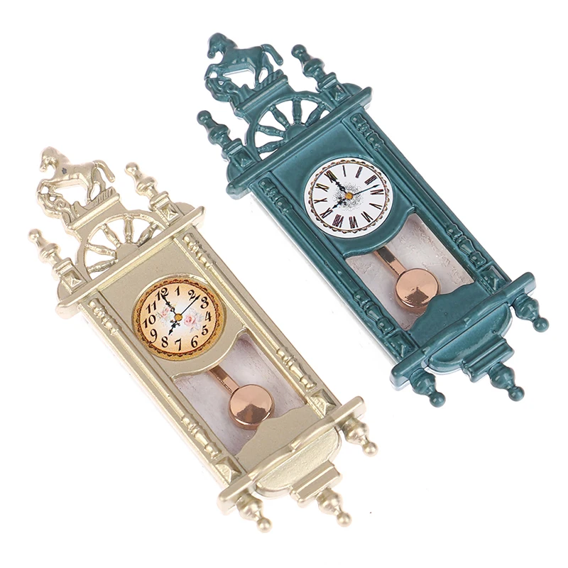 Accesorios de escena de casa de muñecas, reloj colgante Retro romano,  mininatura, decoración de sala de estar, accesorios de juguetes de Casa de  juegos, 1/12