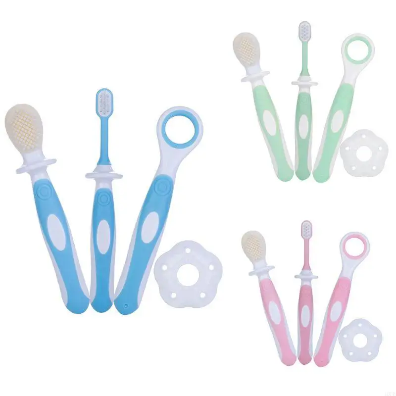 16FE Baby Toothbrush Set Infant Brushing Teeth Tongue Training Safety Cover Design