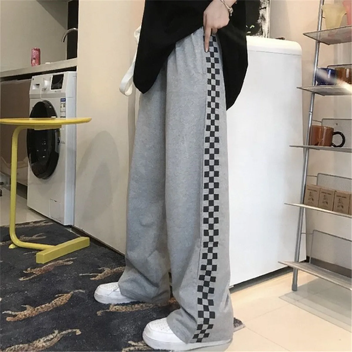 

Fashion Plaid Pants Women Autumn Cargo Trousers Ulzzang Loose Harajuku Female Boyfriend Casual Summer High Street Pants Girls