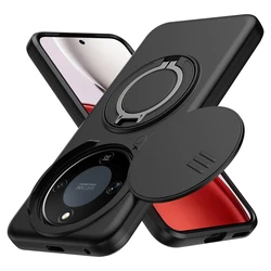 Enhanced Armor Phone Case with Slide Camera Lens Protection and Magnetic Holder Ring for Honor Magic 8 Lite 5G (JK - Black)