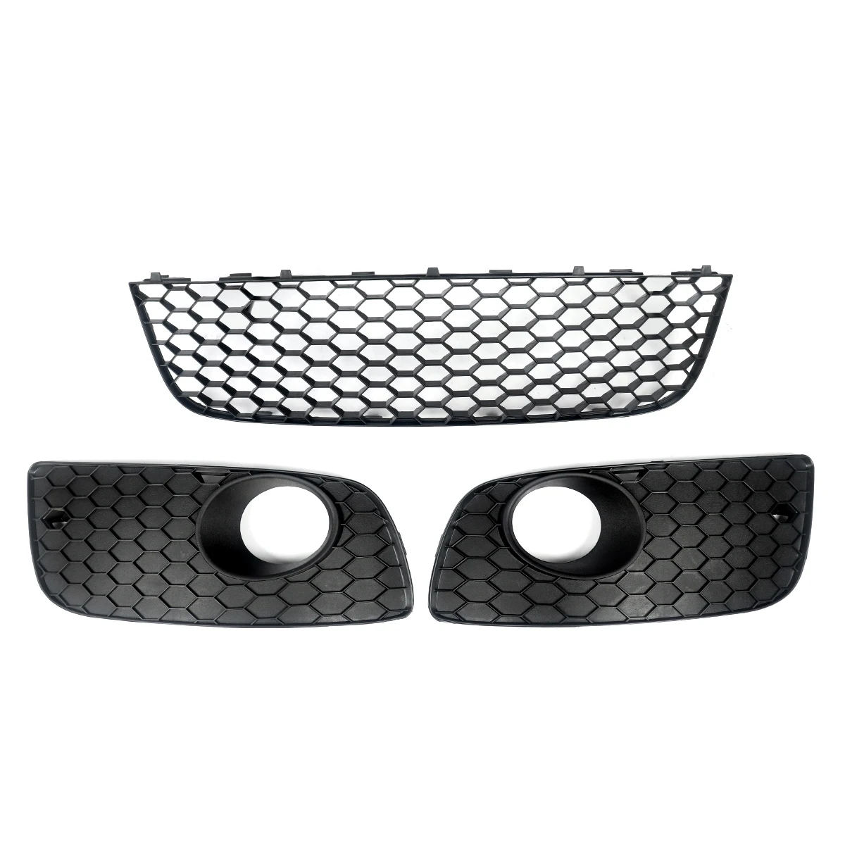 Front Bumper Upper + Lower Mesh Grille Red Trim Compatible with 2006-2009 VW Jetta Golf GTI GLI /MK5 Front Grille Assembly Black