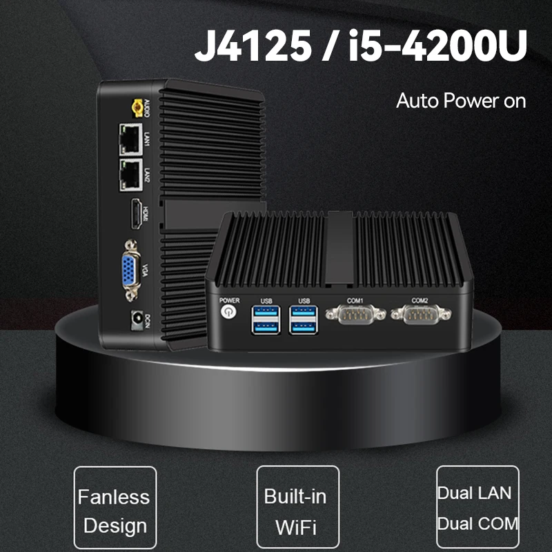 Fanless Industrial Mini PC Celeron J4125 Windows 10 Pro HTPC Dual LAN Gigabit 2 COM WiFi HDMI 2955U Mini Computer Desktop mini pc i7 8809g vega m graphics ssd windows 10 pro mini gaming pc mini desktop computer dual wifi hdmi dp 4x4k ddr4 dual ram