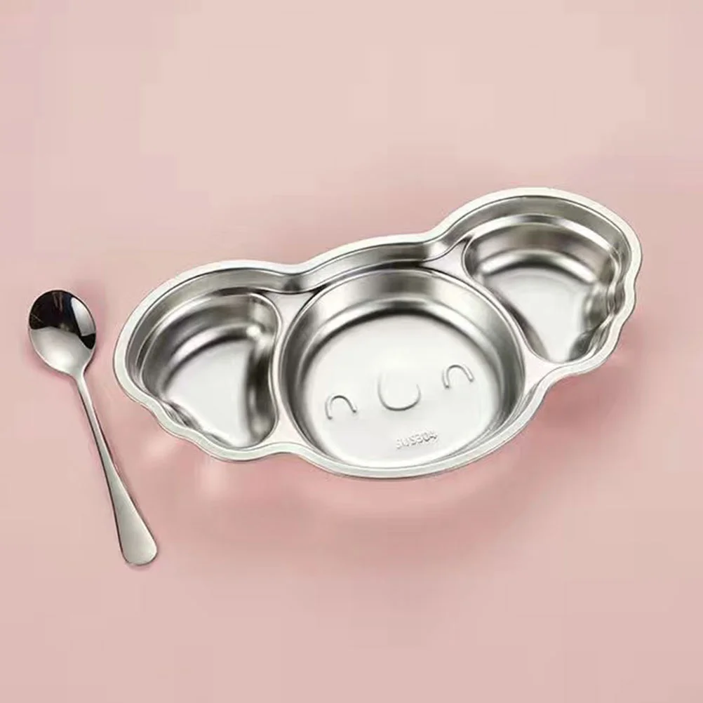 Cartoon Divided Plate Stainless Steel Food Trays for Kids Multiple Compartments Easy Portioning Baby Toddler Mealtime