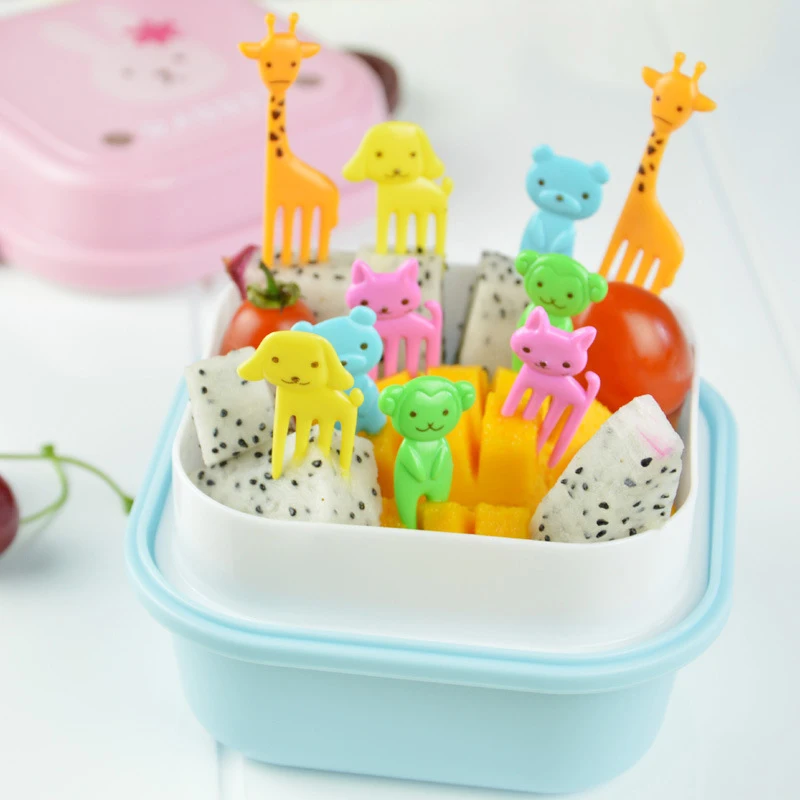 6-10pcs Animal Farm Fruit Fork Sets Mini Cartoon Children Snack Cake  Buffet Desserts Food Fruit Pick  Bento Lunches Party Decor 10pcs set bento kawaii cute animal food fruit picks forks lunch box accessory decor tool