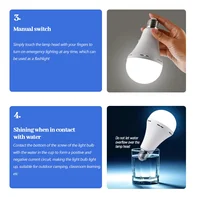 Светодиодная аккумуляторная лампа E27 7 Вт 1500 мАч аварийная лампа 220 В 110 В для домашнего питания на открытом воздухе, кемпинга, сбоя крыльца, садовая лампа — изображение 5