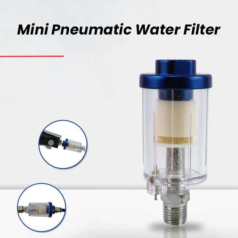 Air Oil Water Separator Filter Kit for 1/4 Inch Compressor Spray Paint Gun Water Trap Clear Painting