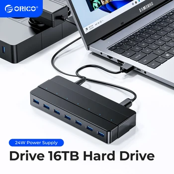 ORICO-4 7 포트 USB 3.0 허브 12V 전원 어댑터 USB 분배기, OTG 어댑터 데스크탑 노트북 PC 컴퓨터 액세서리 초고속