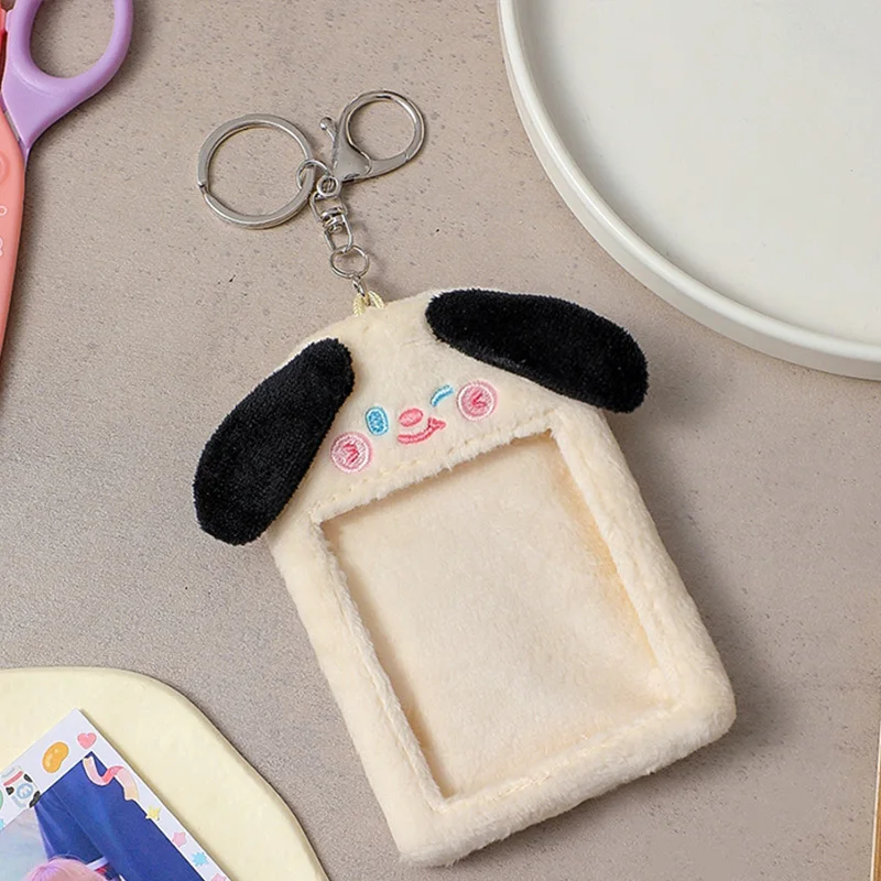 

Plush Photocard Photo Protector Cartoon Puppy Card Holder Idol Photo Sleeves Photo Frame Keychain With Buckle School Stationery