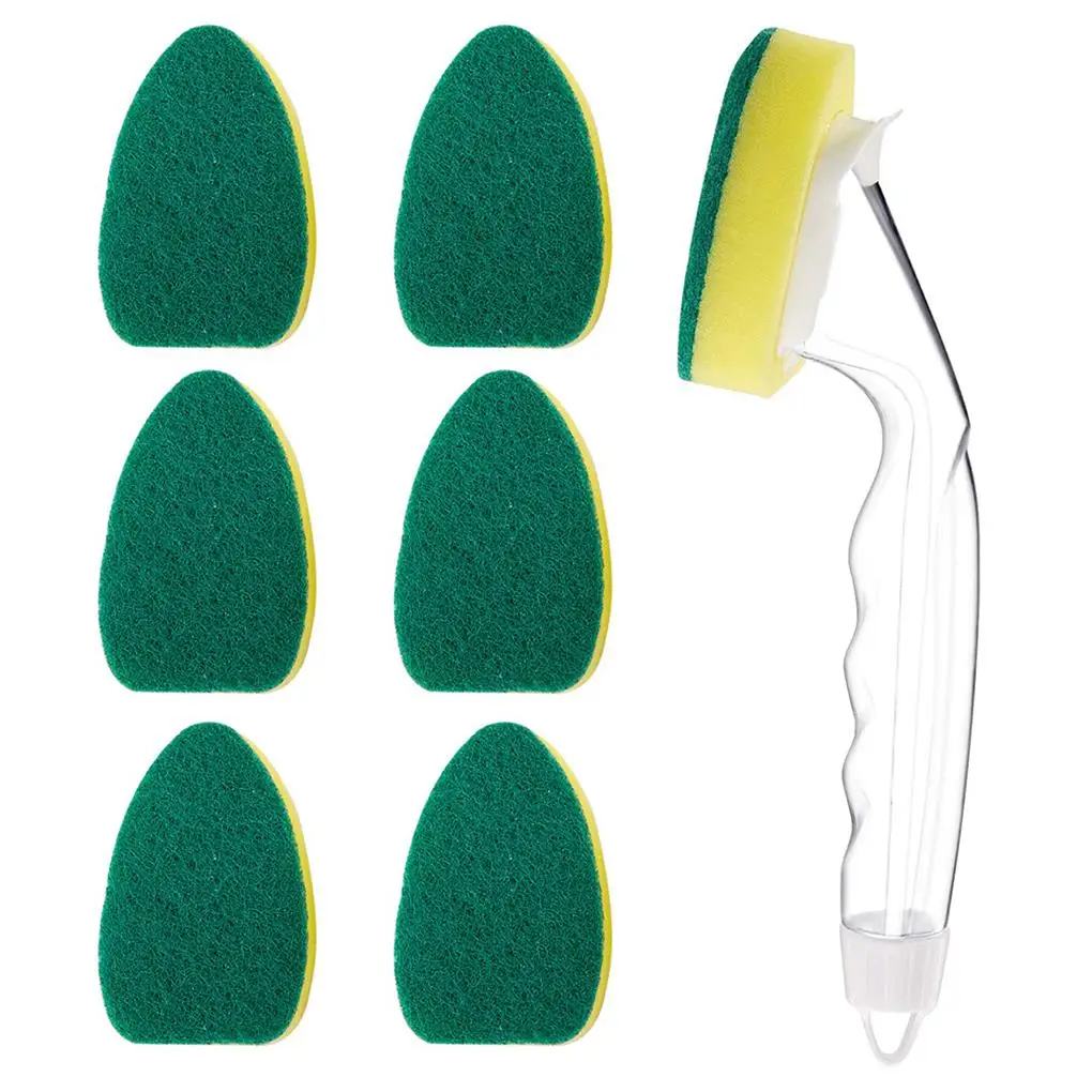 1 Dish Wand and 7 Refill Replacement Heads Kitchen Dish Sponge with