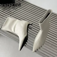 Eilyken Fashion Pointed Toe Women Ankle Boots Ladies Slim Short Shoes Low Heels Party Dress Pumps Winter Autumn Zapatos Mujer