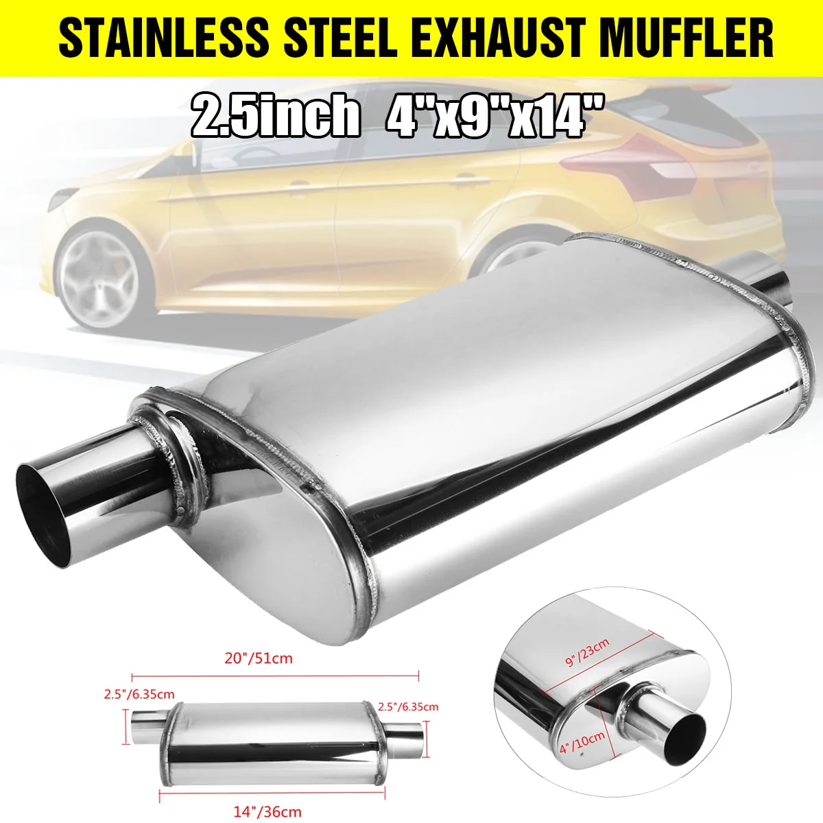 Universal 2.5" 63mm Center/offset Exhaust Muffler Pipe Car Resonator