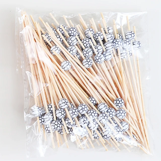 100Pc12Cm Futball Alak Bambusz Szedés Svédasztalos Cupcake Gyümölcs Villák Desszert Saláta Bot Koktél Nyárs Esküvői Dekorációhoz - Image 3