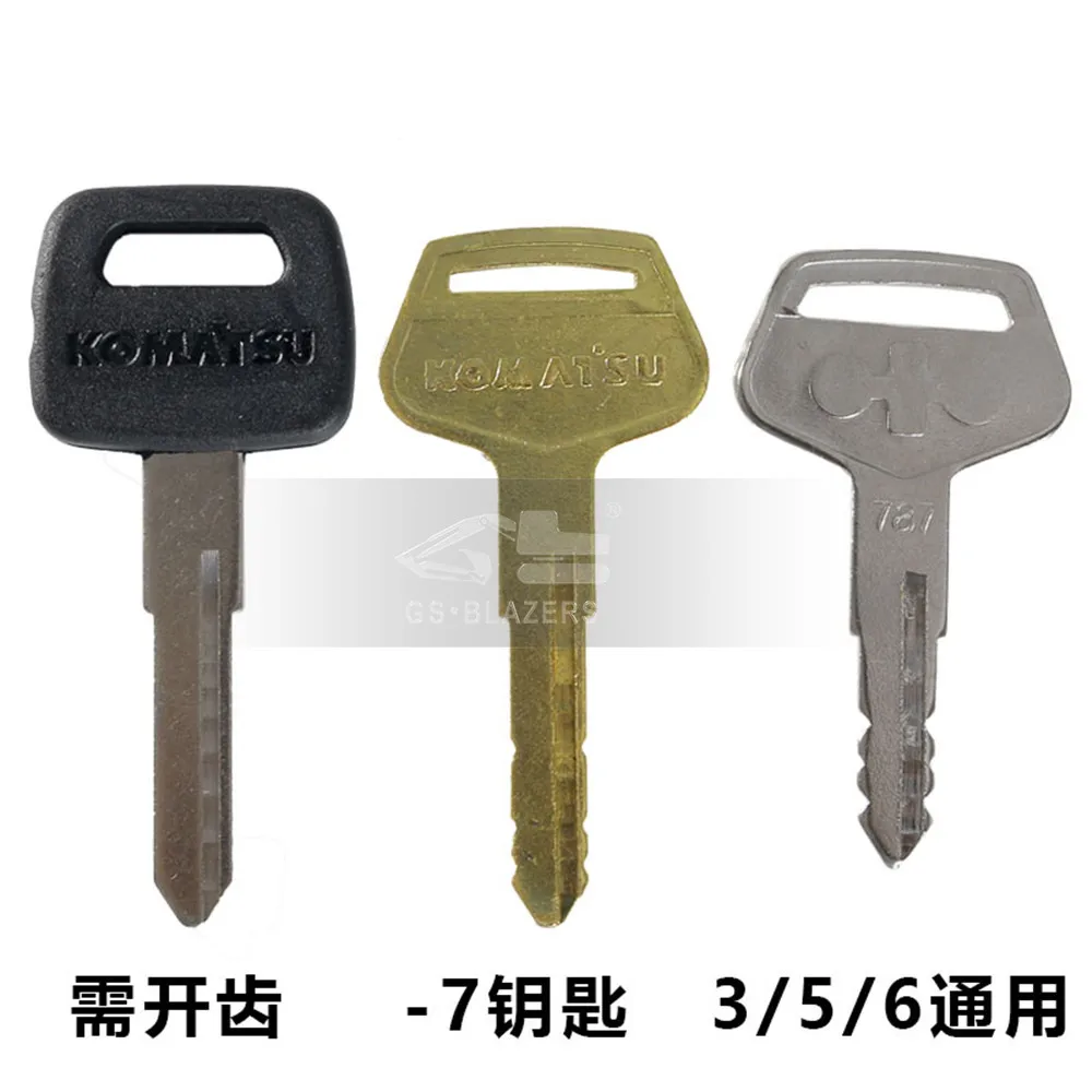 3 pcs parts for Komatsu PC56-7 60 120 130 200 220 300 360-7-8 ignition key embryo 787 copper key ignition switch excavator parts