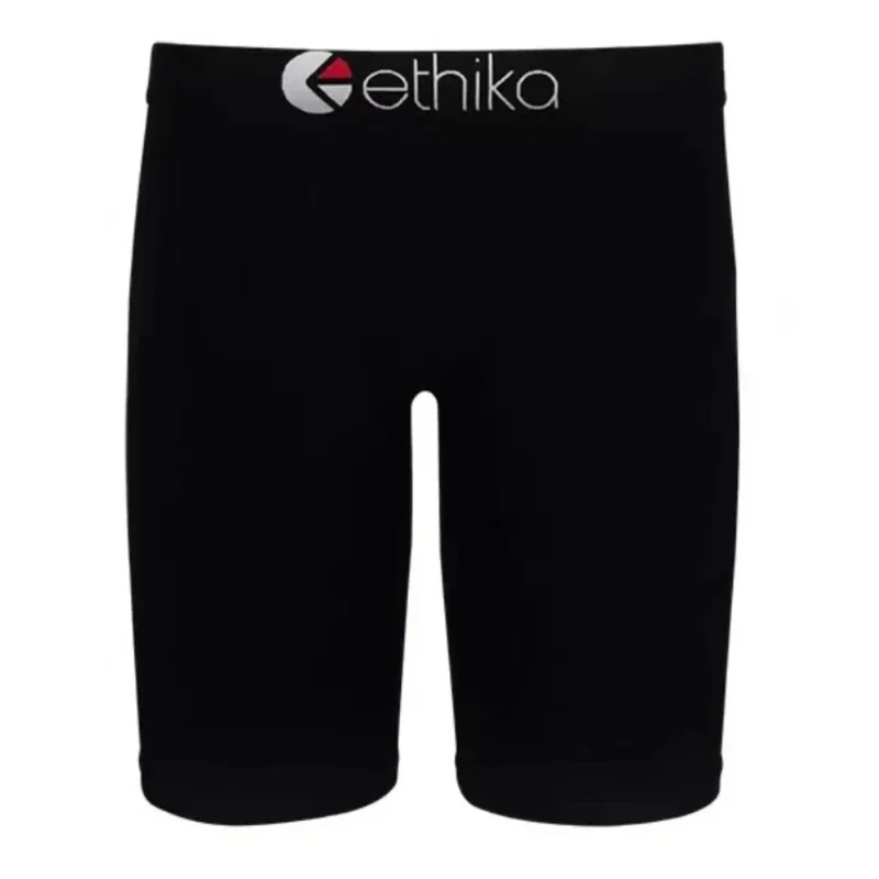 ETHIKA Mens Underwear Solid Color 100% Cotton Breathable Underware Casual Men Boxer Briefs Shorts Sweatpants Black Plus Size