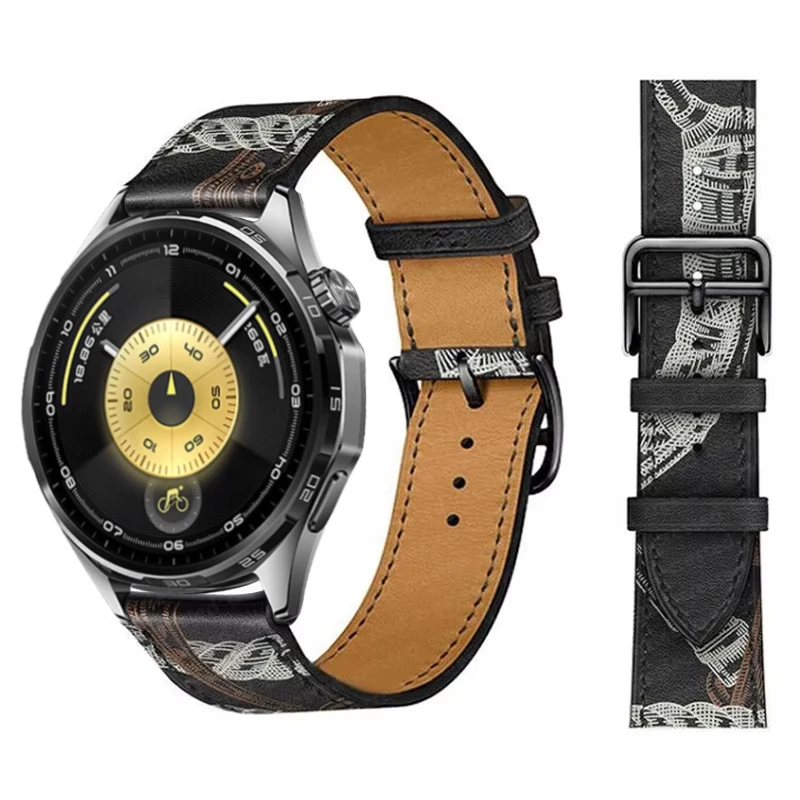Elegant Leather Wristband Replacement for Smartwatches - 20mm/22mm Strap Bracelet