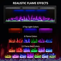 Wifi Enabled Electric Fireplace Embedded Wall Mounted 60 "electric Fireplace Heater Adjustable Flame Color Remote Touch Screen 2