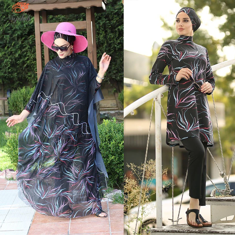 Costumi Da Bagno Modesti Musulmani Hijab Costume Da Bagno Donna Costume Da Bagno Cover Up Burkini Hijab Per Donna Bagno Islamico A Maniche Lunghe
