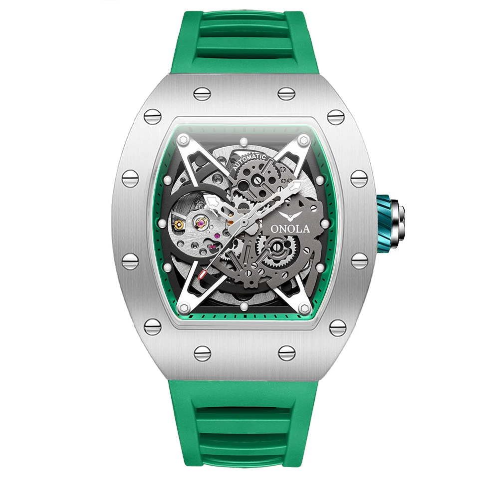 Relojes de lujo para hombre ONOLA, reloj resistente al agua con cinta mecánica completamente automática hueca a la moda para hombre, reloj para hombre
