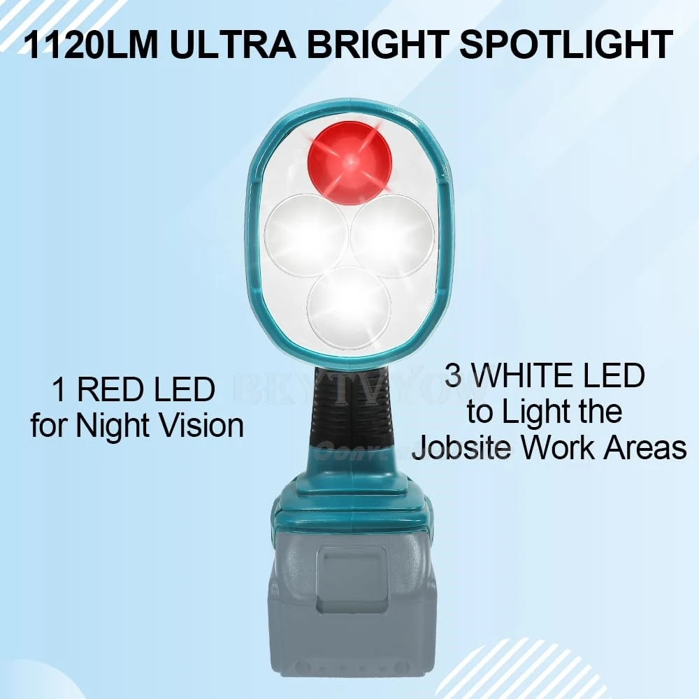 1120LM Portable Flashlight Compatible with Makita 18V Battery Jobsite LED Work L