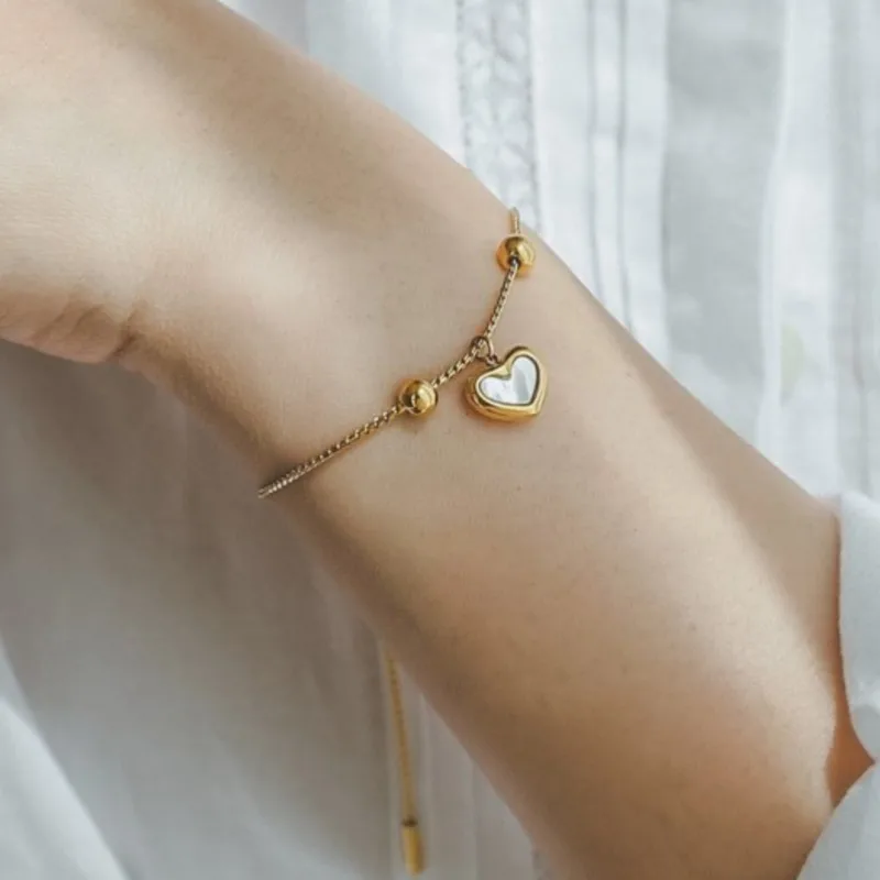 French Style Love Shell Bracelet for Women Ladies Ins 2024 New Trend Adjustable Chain Bracelerts Party Jewelry Accessories
