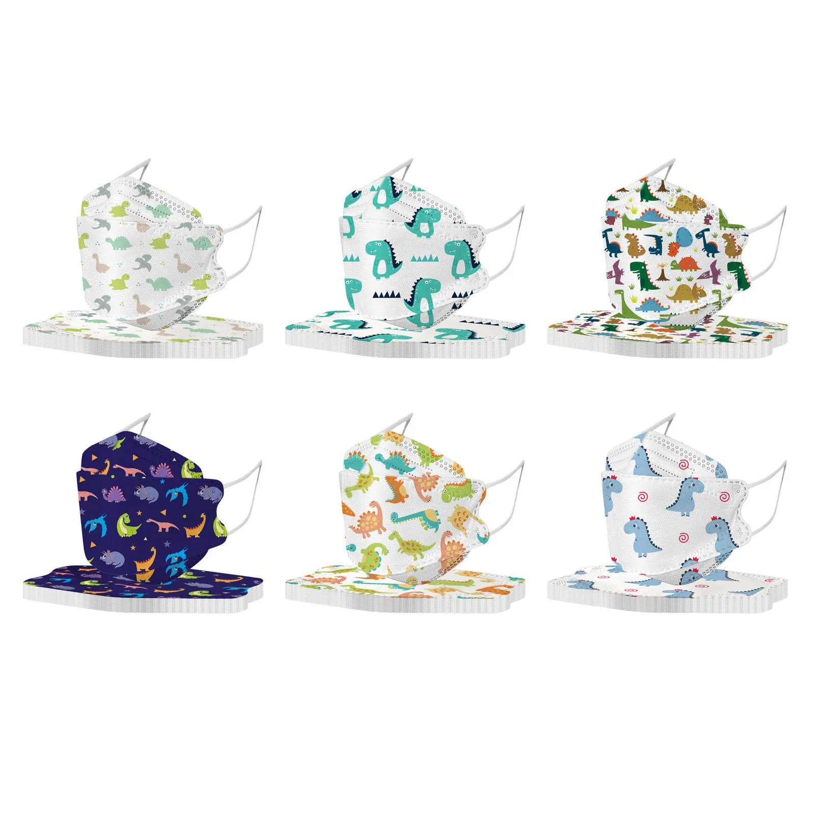 10Pcs Children's Fish-shaped Dinosaur Design Disposable Mask, Four-layer Ultra-filtering For Boys And Girls