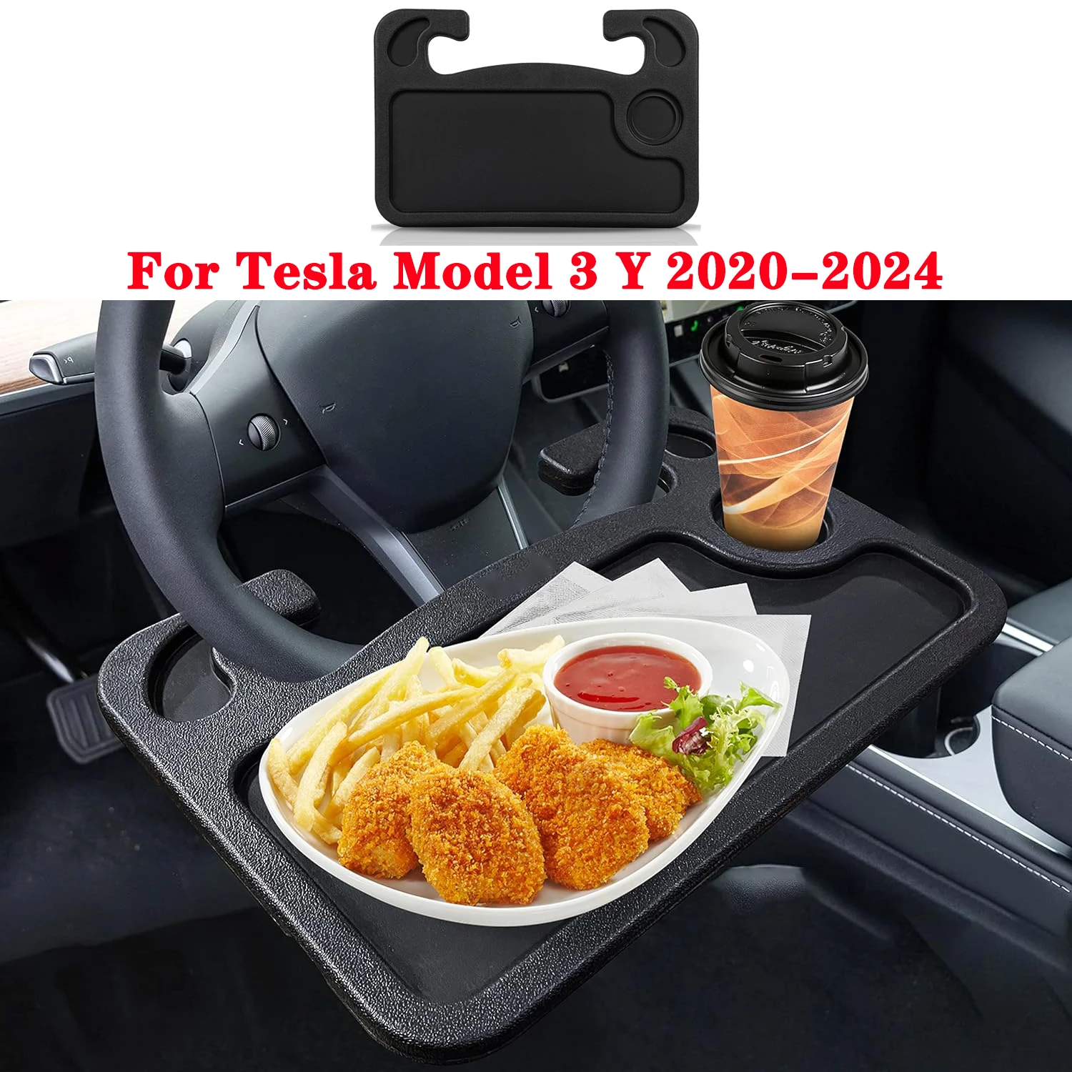 

Car Steering Wheel Desk For Tesla Model 3 Y 2020-2024, Seat Stand Trays Steering Wheel Under Table for Eating, Work and Travel