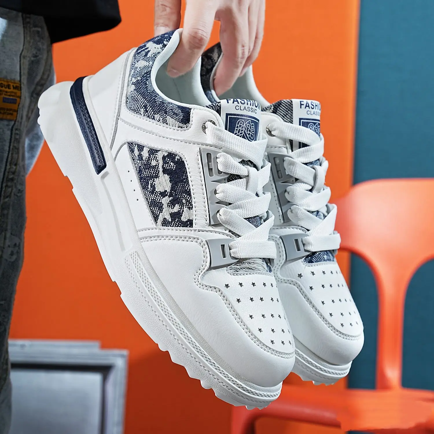 

The new trend of men's shoes summer and fall breathable versatile sports shoes men's personalized fashion casual white shoes
