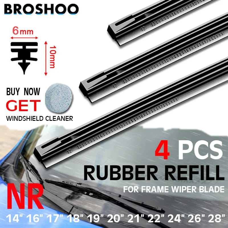

4PCS NR 6mm Car windscreen Wiper Blade Insert Natural Rubber Strip (Refill) 14"16"17"18"19"20"21"22"24"26"28" Car Accessories