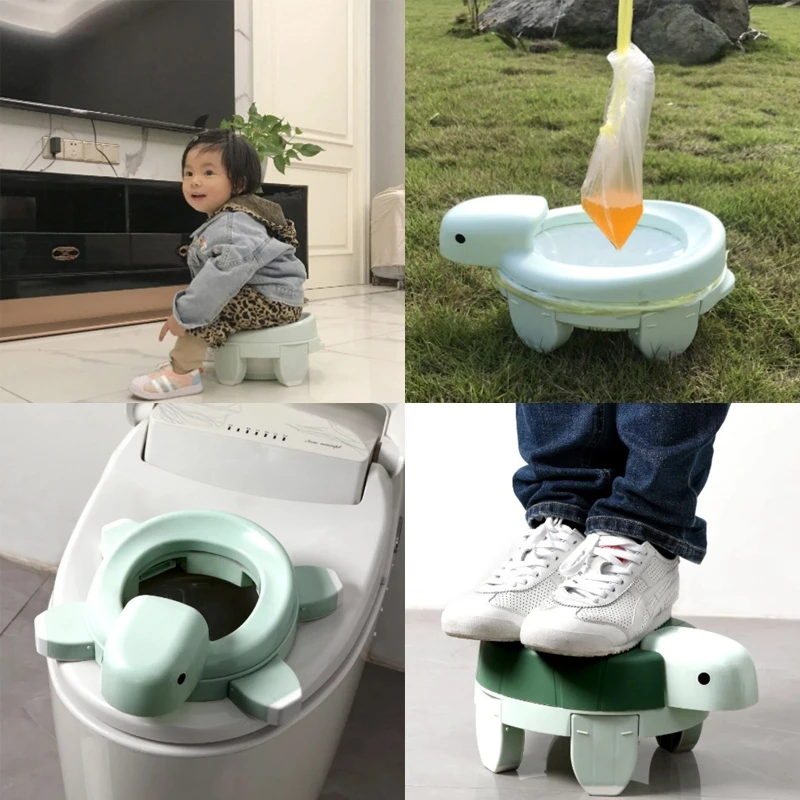 Cute Turtle Shaped Kids Training Potty Portable Foldable Removable Baby Travel Toilet Sitting Seat Children Urinal Training 6