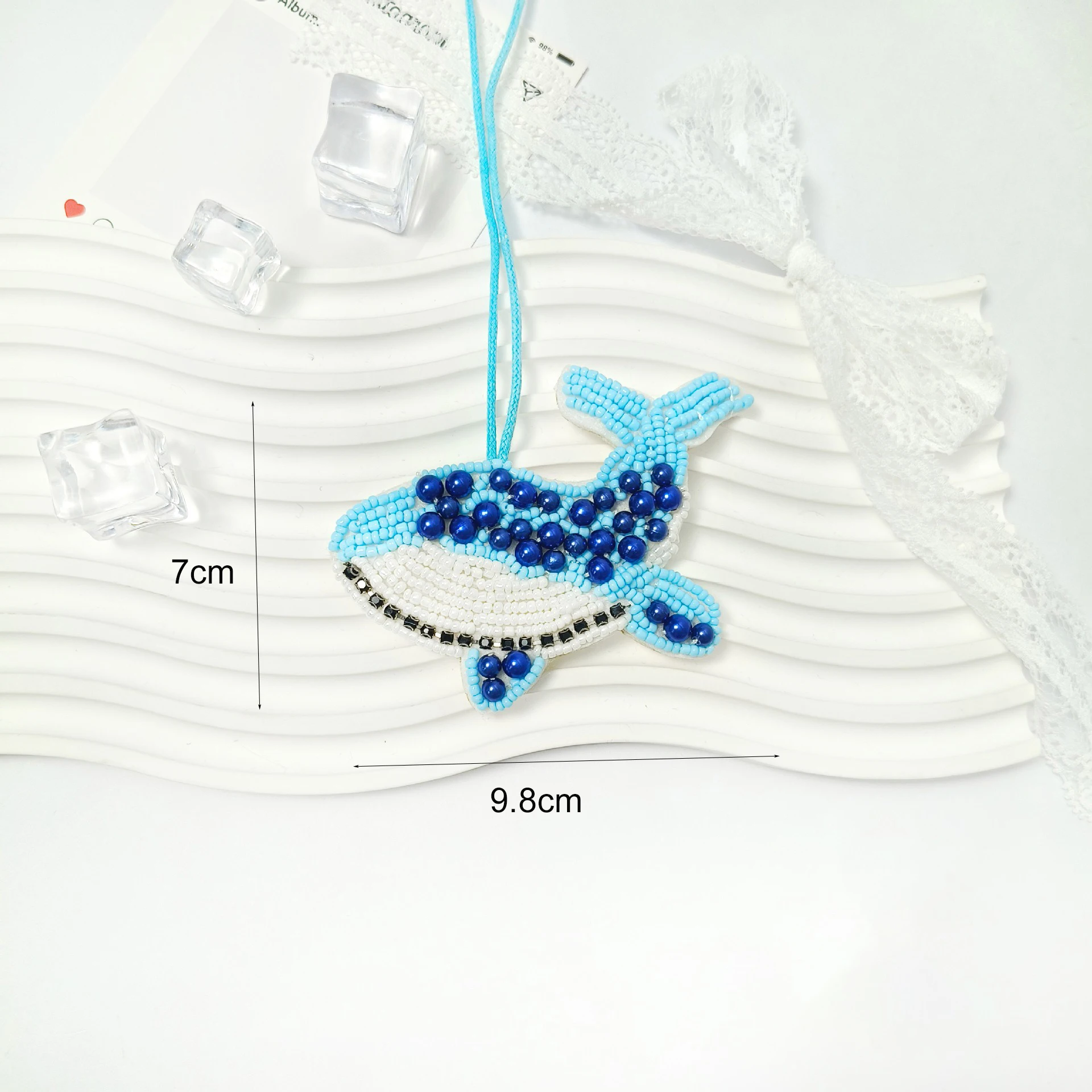 3d Handmade Rhinestone Beaded Bag Decoration Marine Organism Hanging Rope Patches Crystal Bag Lanyard Beading Applique Patch