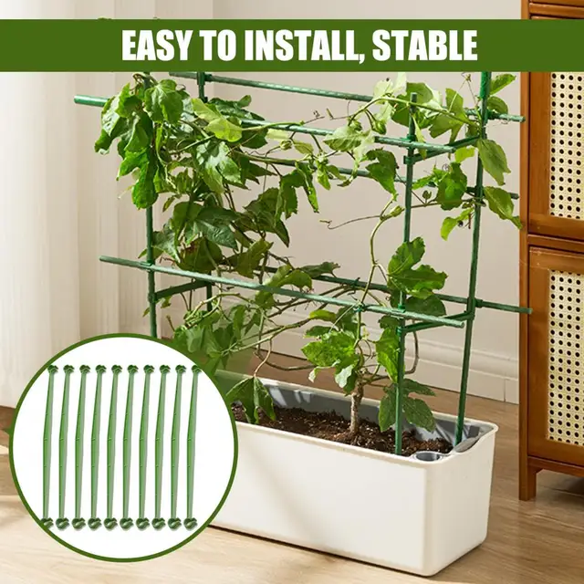 10 db Növényi Rácsos Csatlakozók Rugalmas, Erős Rozsdaműszőrű Műanyag Csatlakozó Rúd Támogatható Kibővíthető Kerti Zöldségek Paradicsom Cag - Image 3