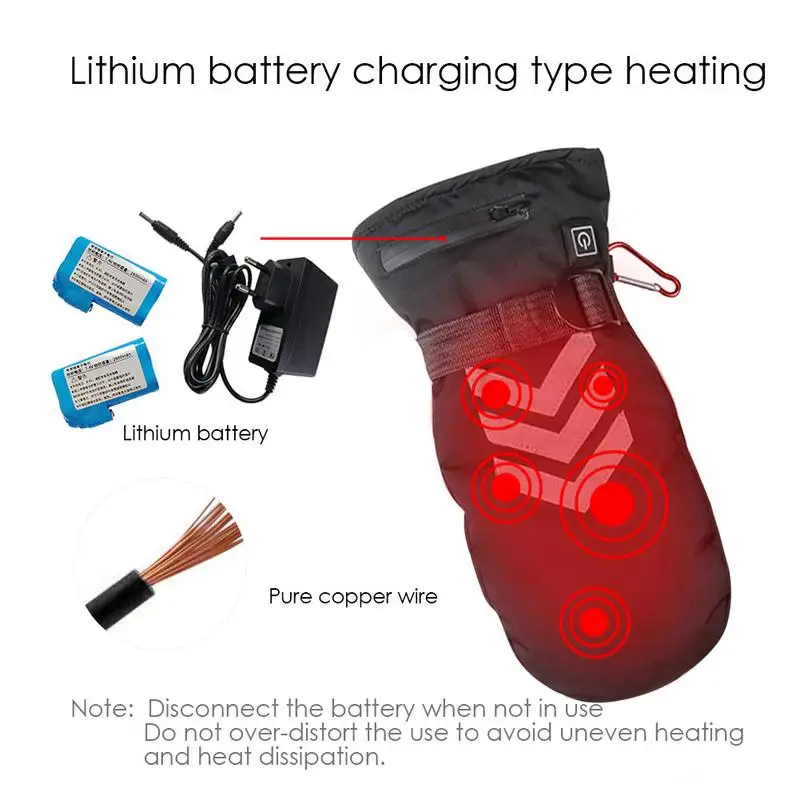 Men Women Electric Heated Gloves Skiing Heated Gloves With Rechargeable Battery Thermal Gloves Hand Warmers With 3 Heat Modes 5