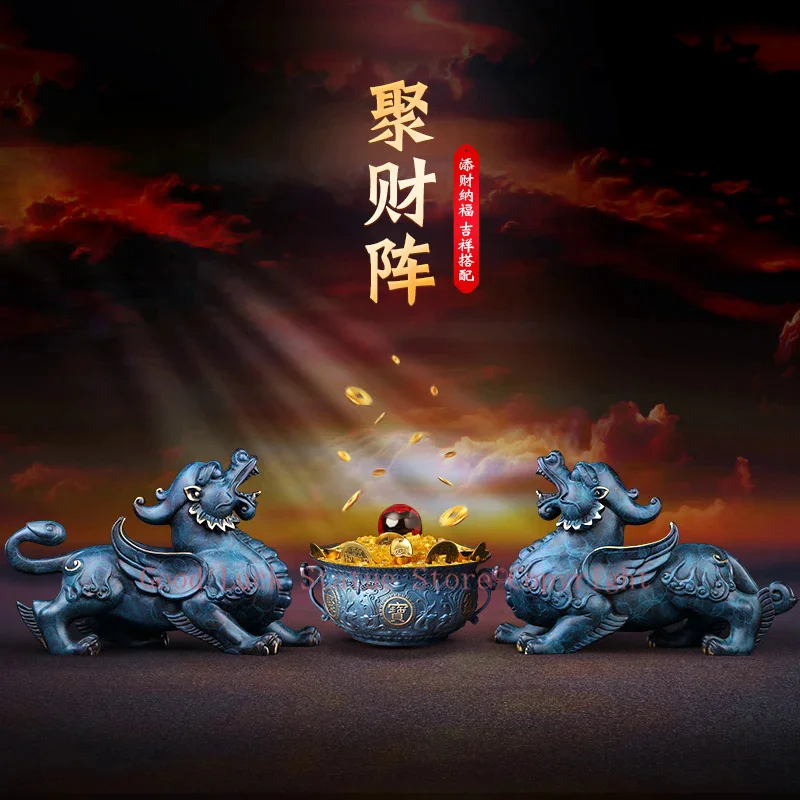 

TOP GOOD family home Shop thriving business money Exorcise evil spirits GOOD LUCK FENG SHUI brass dragon PI XIU Ornament