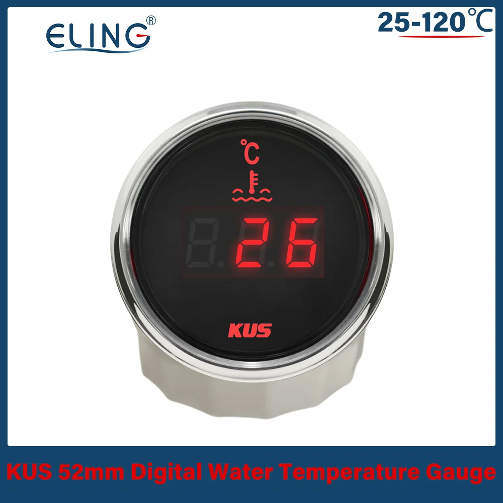 Tus 범용 52mm 수온 게이지 40-120 ℃ 25-120 ℃, 12V 24V, 자동 보트, 빨간색 노란색 조명 온도 센서, M10, M14, M16, M18