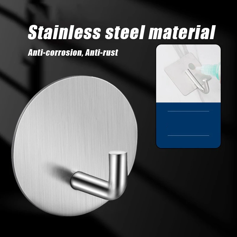 304 Stainless Steel Hook Self-adhesive Multi-purpose Universal Hook Bathroom Towel Rack Key Rack Kitchen Accessories Organizer