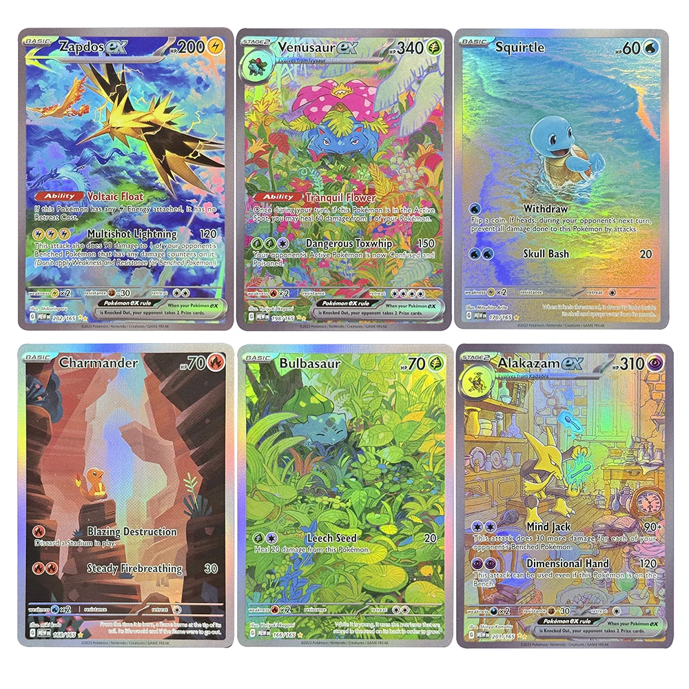 PTCG Proxy Cards 151 MEW Alakazam Blastoise Bulbasaur Charmander Squirtle Venusaur Zapdos Charizard JP TCG Card Gifts