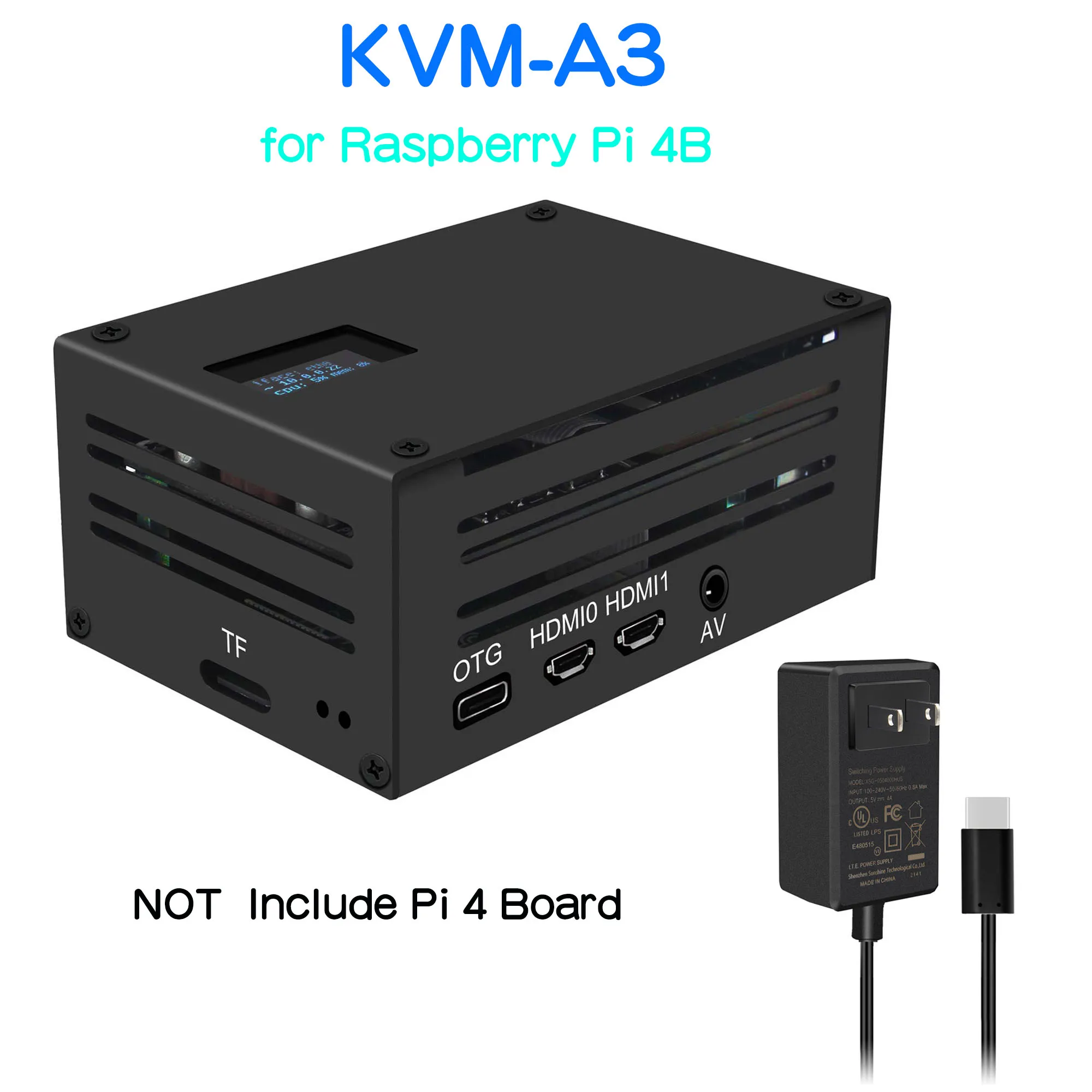 Raspberry Pi based KVM over IP KVMA3 with Power Adapter USBC 5V 4A
