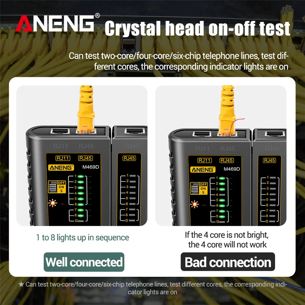 Network Cable Tester RJ45 RJ11 RJ12 CAT5 UTP LAN Telephone Line Detector Networking Tool For Network Repair