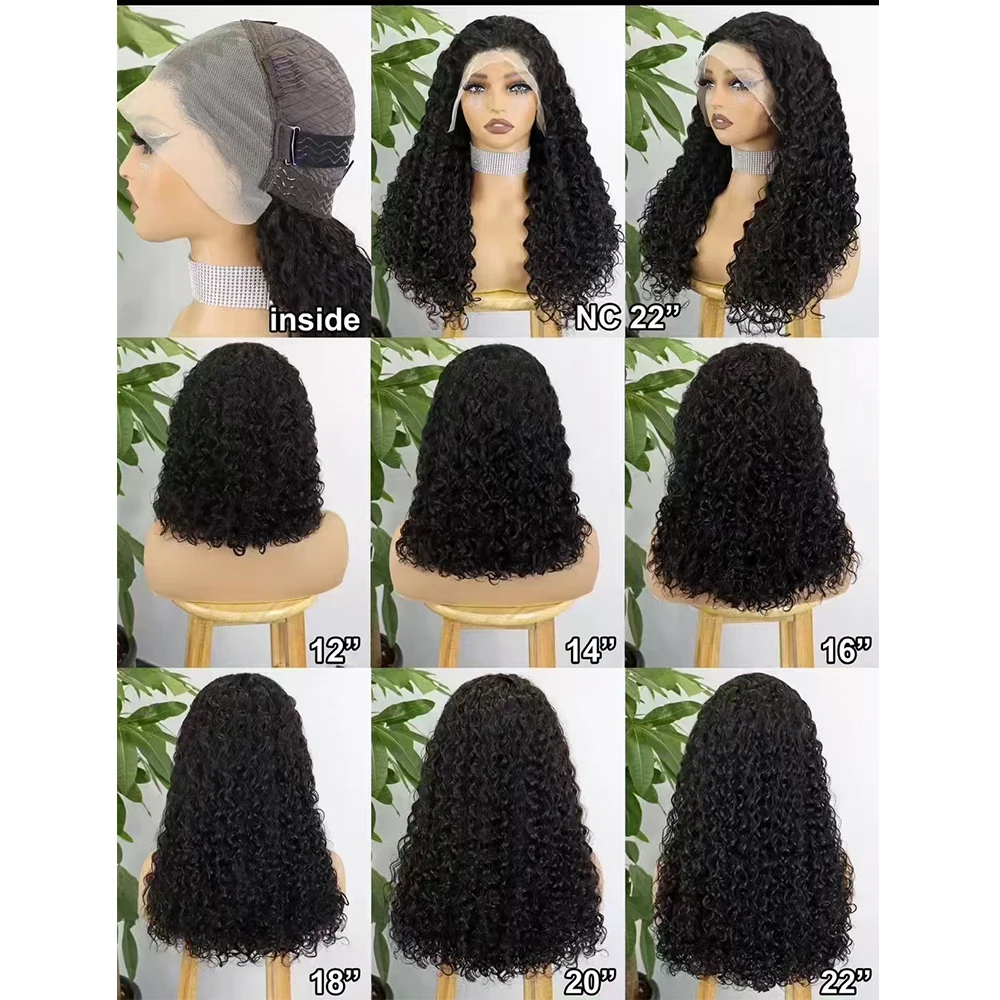 350% Density Water Wave Wigs Glueless Double Drawn 12A Human Hair 13x4 Lace Front Human Hair Wig for Black Women 12-22 Inches
