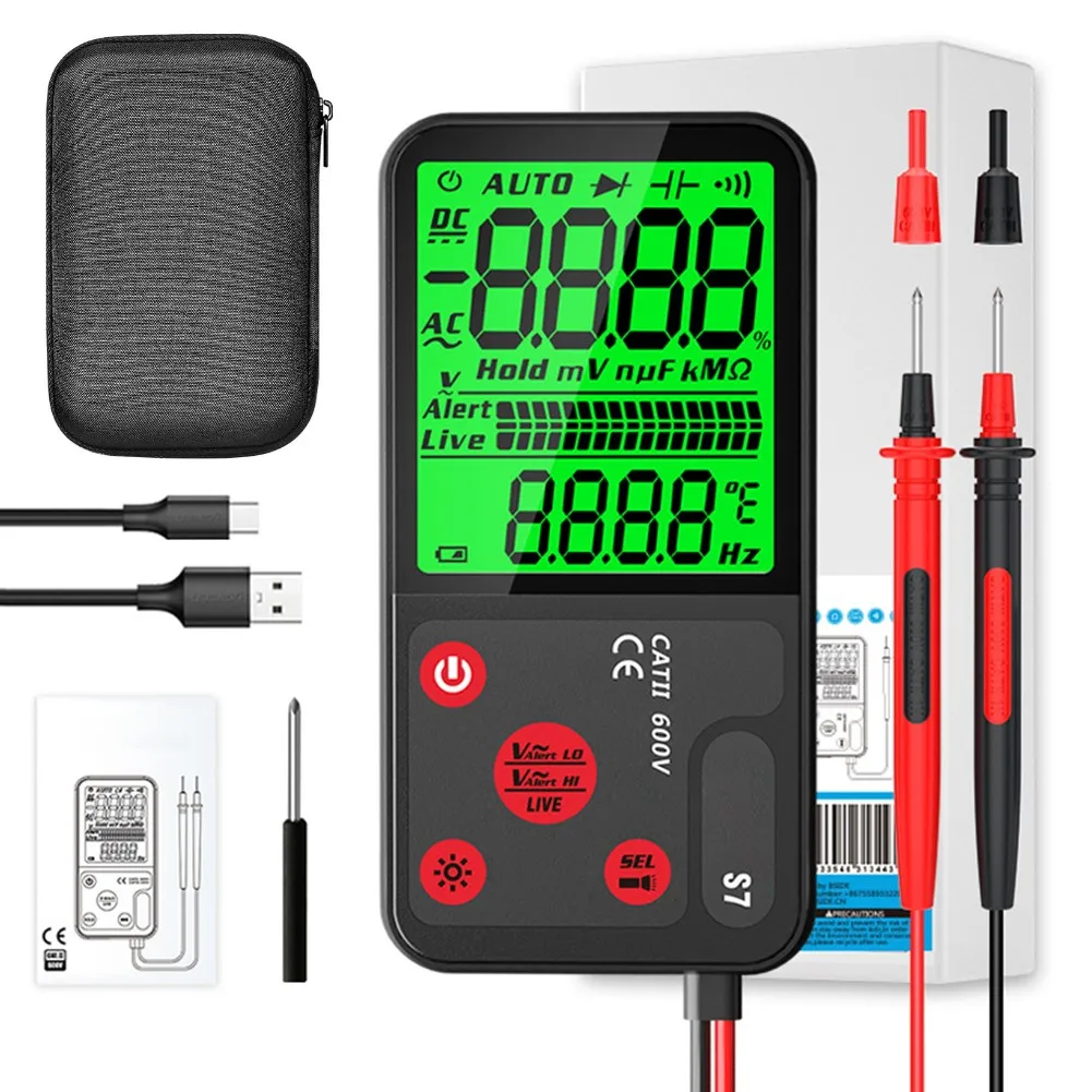 

S7 Smart Digital Multimeter LCD Color Display DC AC Voltage Capacitance Ohm Diode Multimetro NCV Hz Live Wire Tester